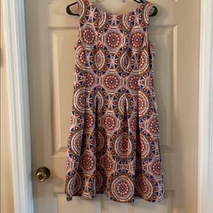 Orange and blue and white stretchy dress